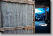 A message is written on a door to a church where a clinic is run by the North Carolina Baptist Men in  Bon Repos, Haiti, Monday May 3, 2010.  ETHAN HYMAN  - ehyman@newsobserver.com