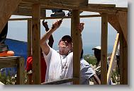 Larry Kingsley of Cary works as volunteers with the North Carolina Baptist Men Disaster Relief build houses in Titanyen Haiti Monday May 3, 2010.   ETHAN HYMAN  - ehyman@newsobserver.com