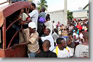 Thousands of workers leave at the end of shift  at the AGA Corp. in Port au Prince Wednesday May 5, 2010.  The plant produces over one million men's t-shirts a week.  ETHAN HYMAN  - ehyman@newsobserver.com