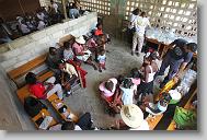 One hundred thirty patients were seen during a medical clinic by volunteers with the North Carolina Baptist Men Disaster Relief team in a schoolhouse in Cabaret, Haiti Friday May 7, 2010.  ETHAN HYMAN  - ehyman@newsobserver.com